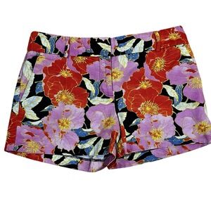 Loft The Riviera 4" Shorts Dark Floral Pink Red Chic Glam Baddie Party